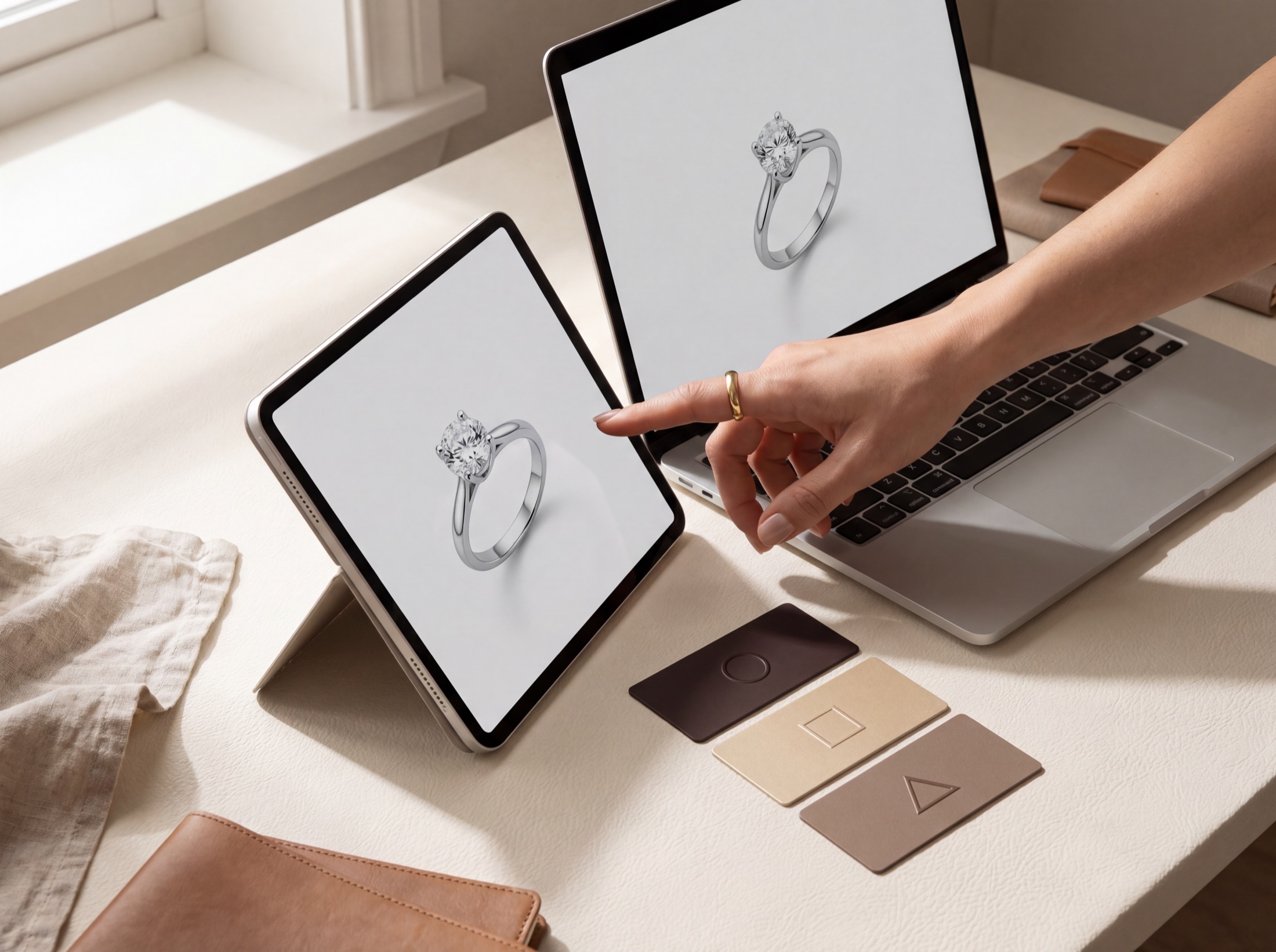 Fine-jewellery product page system across desktop and mobile