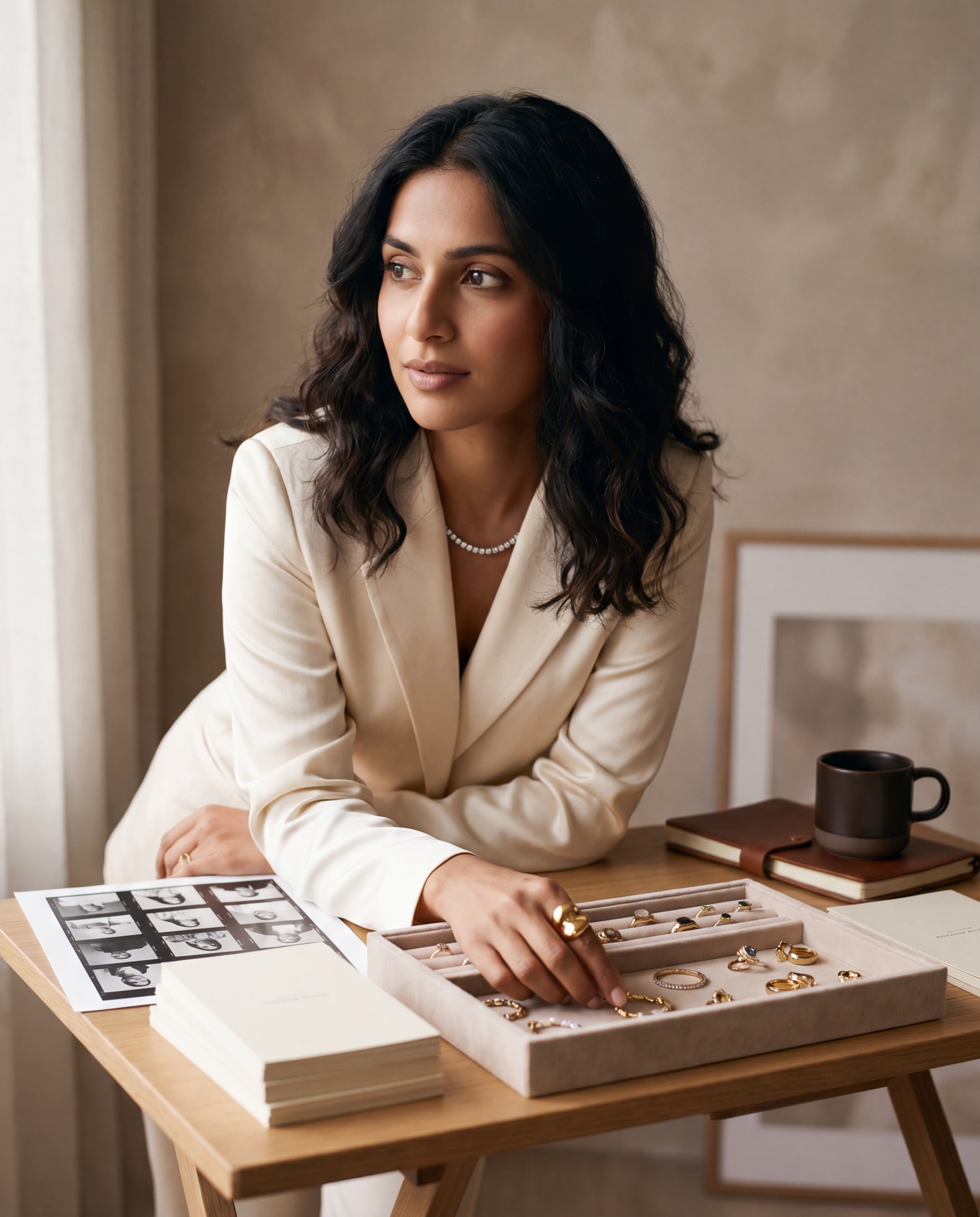 Jewellery founder reviewing a campaign collection