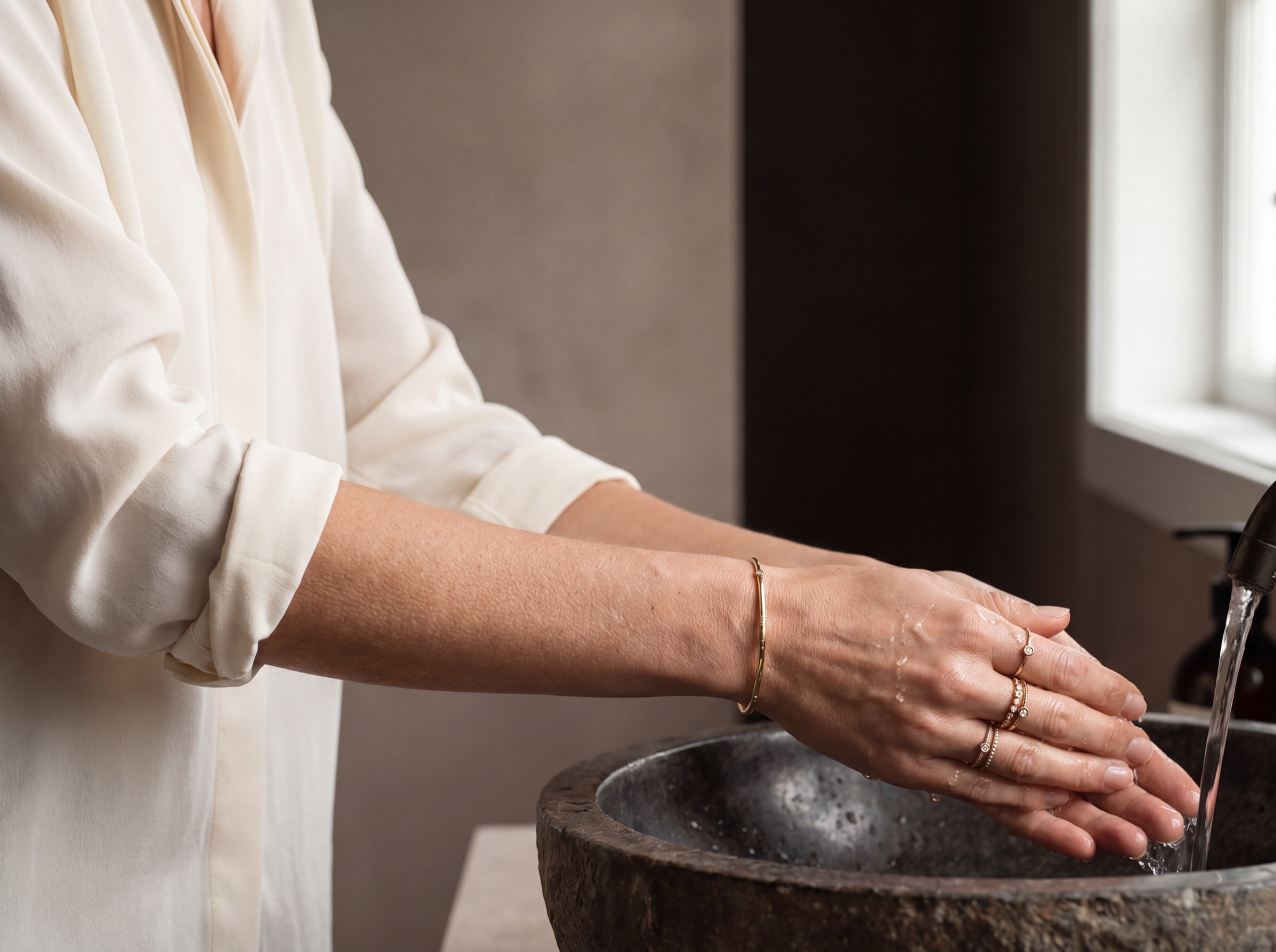 Everyday jewellery shown in a real wearability moment
